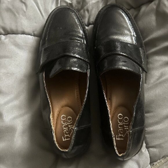 Franco Sarto Black Patent Leather Loafers Size 9US Without Box For Women's - Picture 1 of 2